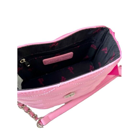Betsey Johnson XOVIOLA Viola Skull Crossbody Purse Quilt Bag Skull Pink - Picture 4 of 4